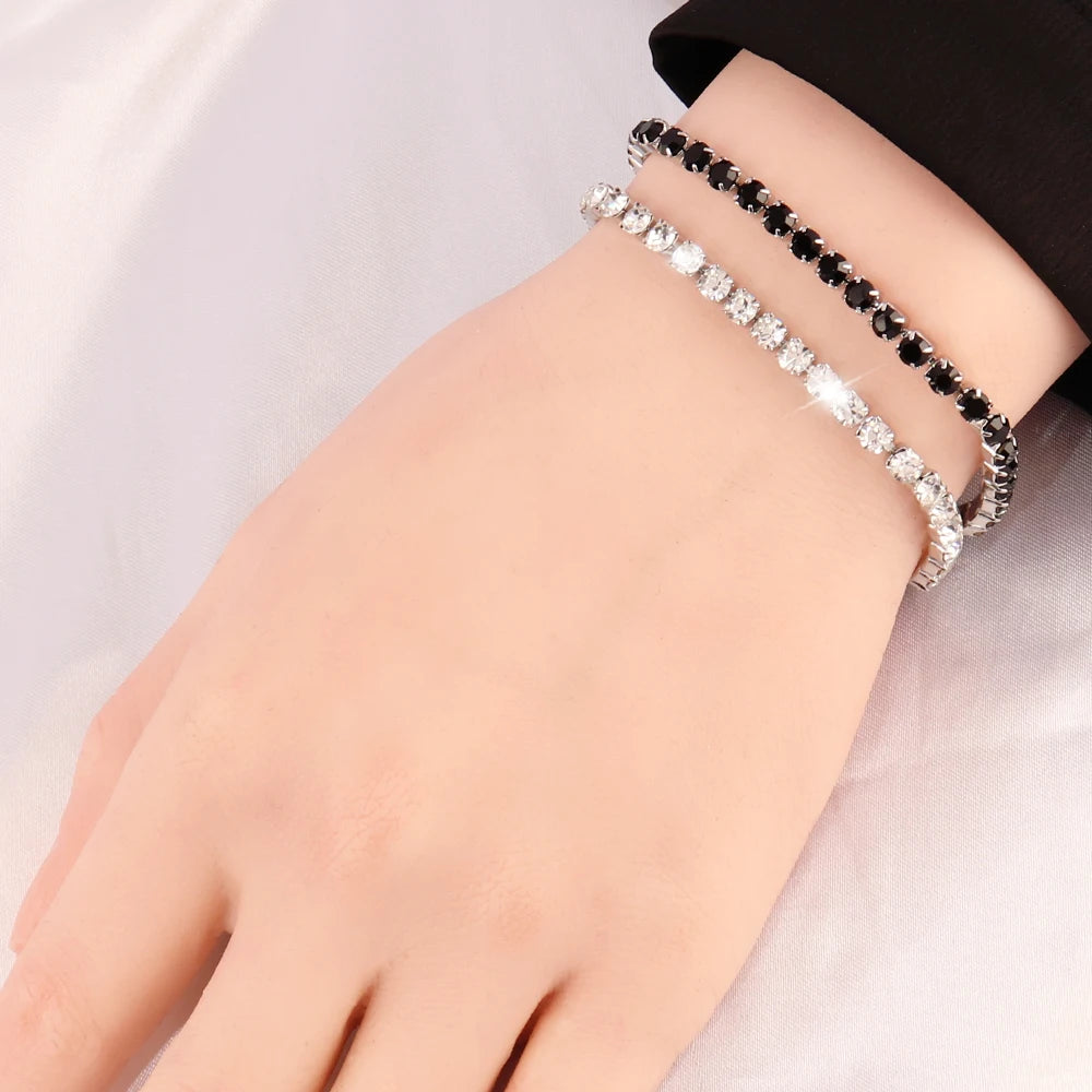 316L 4mm Stainless Steel Bracelet For Women Men's Hip Hop Tennis Chain Bracelets Luxury Color Crystal Zircon Bracelet Jewelry