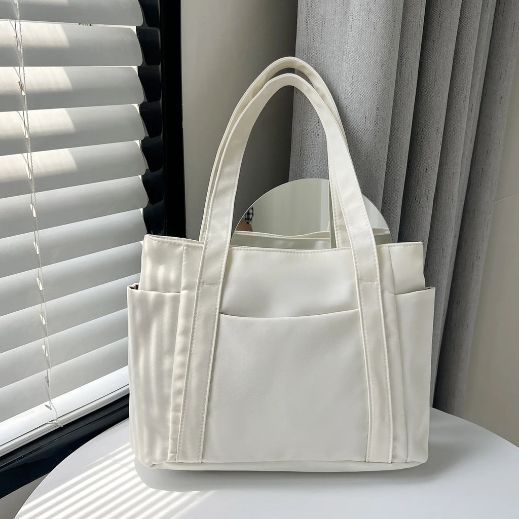 High Quality Commuting Tote Bag Simple Nylon Women's Shoulder Bag Large Capacity Student Class Handbag