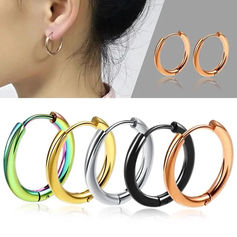 10/20Pcs Minimalist 316L Stainless Steel Small Hoop Earrings For Women Man Classic Round Earrings Fashion Ear Piercing Jewelry