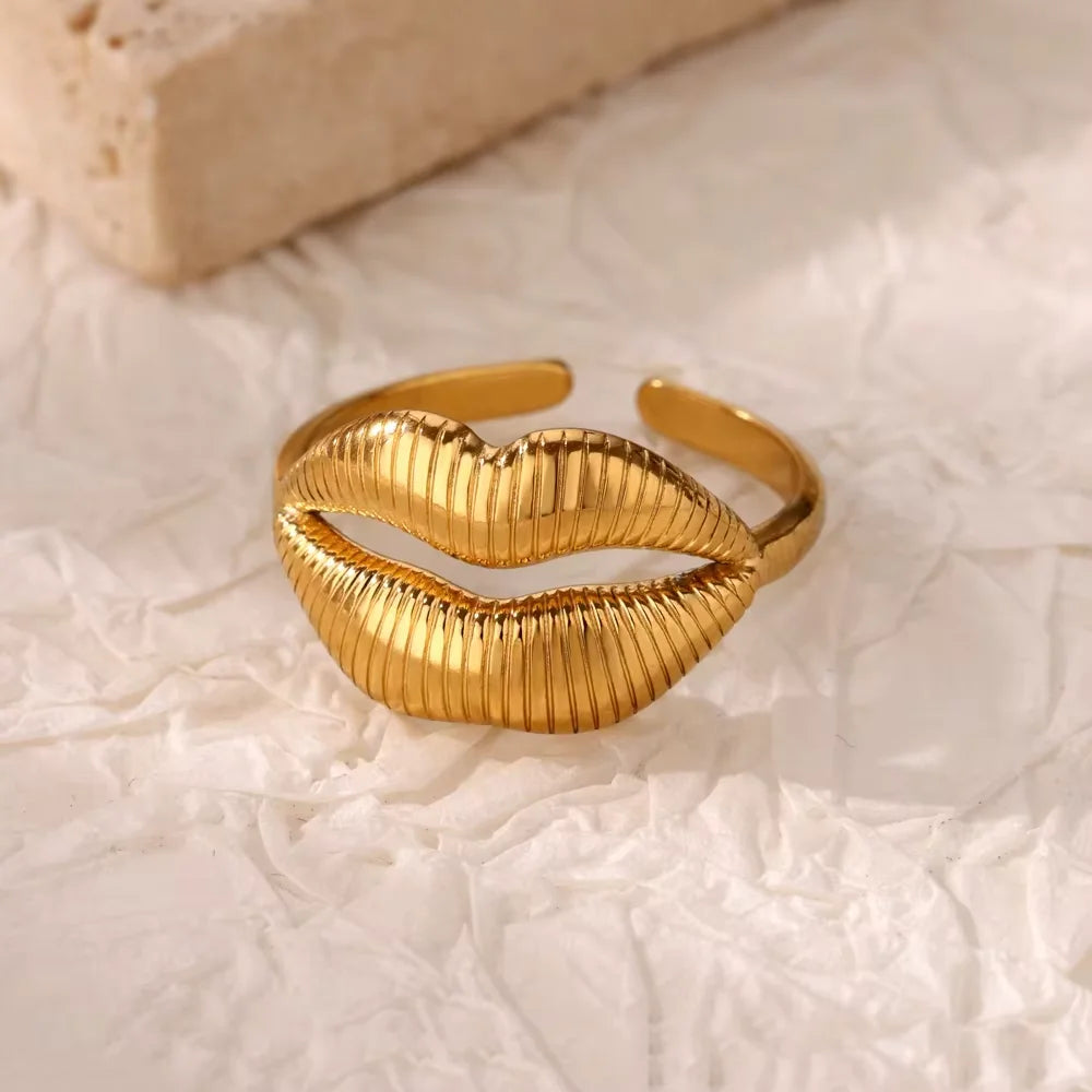 Elegant Stainless Steel Big Bloom Flower Rings For Women Gold Color Sun Starfish Open Ring Finger Jewelry Wedding Her Gift Punk
