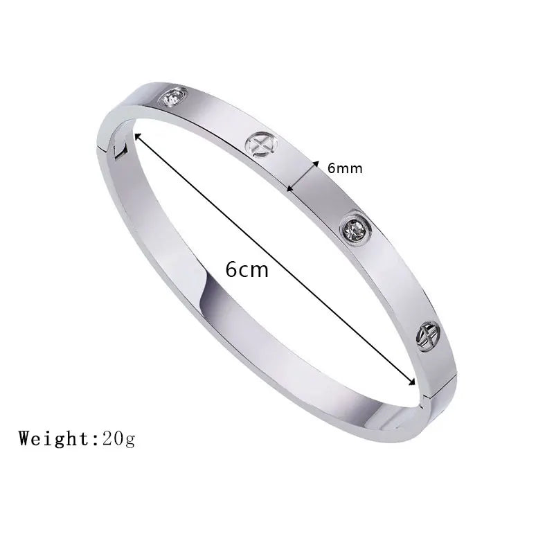 Fashion Design Gold Color Zircon And Cross Nut Nail Bangle Gold & Stainless Steel For Woman Bracelet buckle Classic jewelry