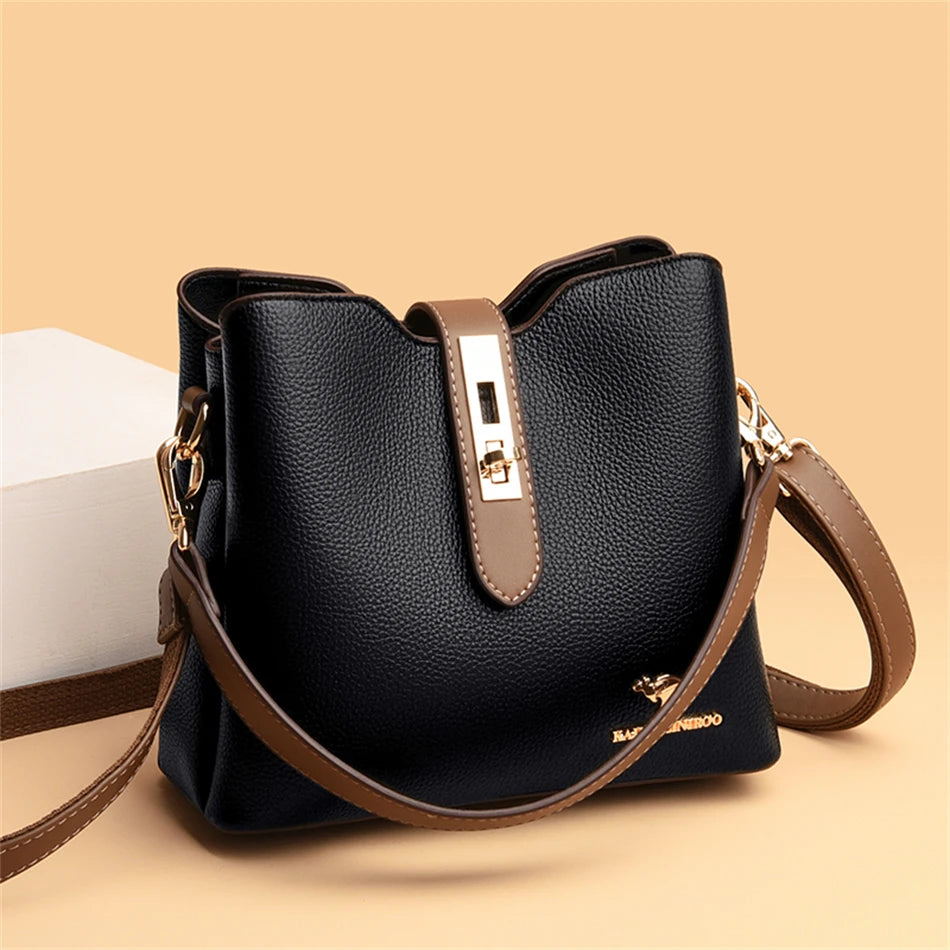 3-Layer Designer Handbag - Large Capacity Crossbody Messenger Bag