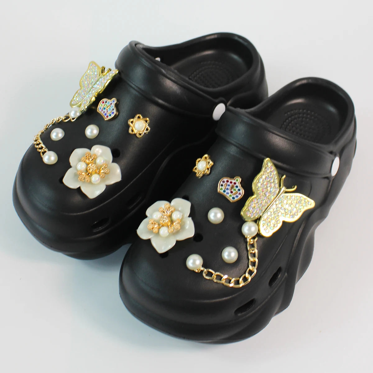Women's DIY Silver Butterfly-Knot Clogs - Multi-Season Fashion Garden Shoes