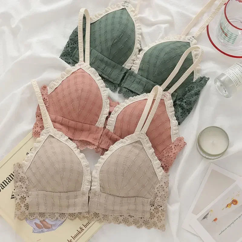 Japan Korean Front Closure Bra - Wire Free Lace Comfortable