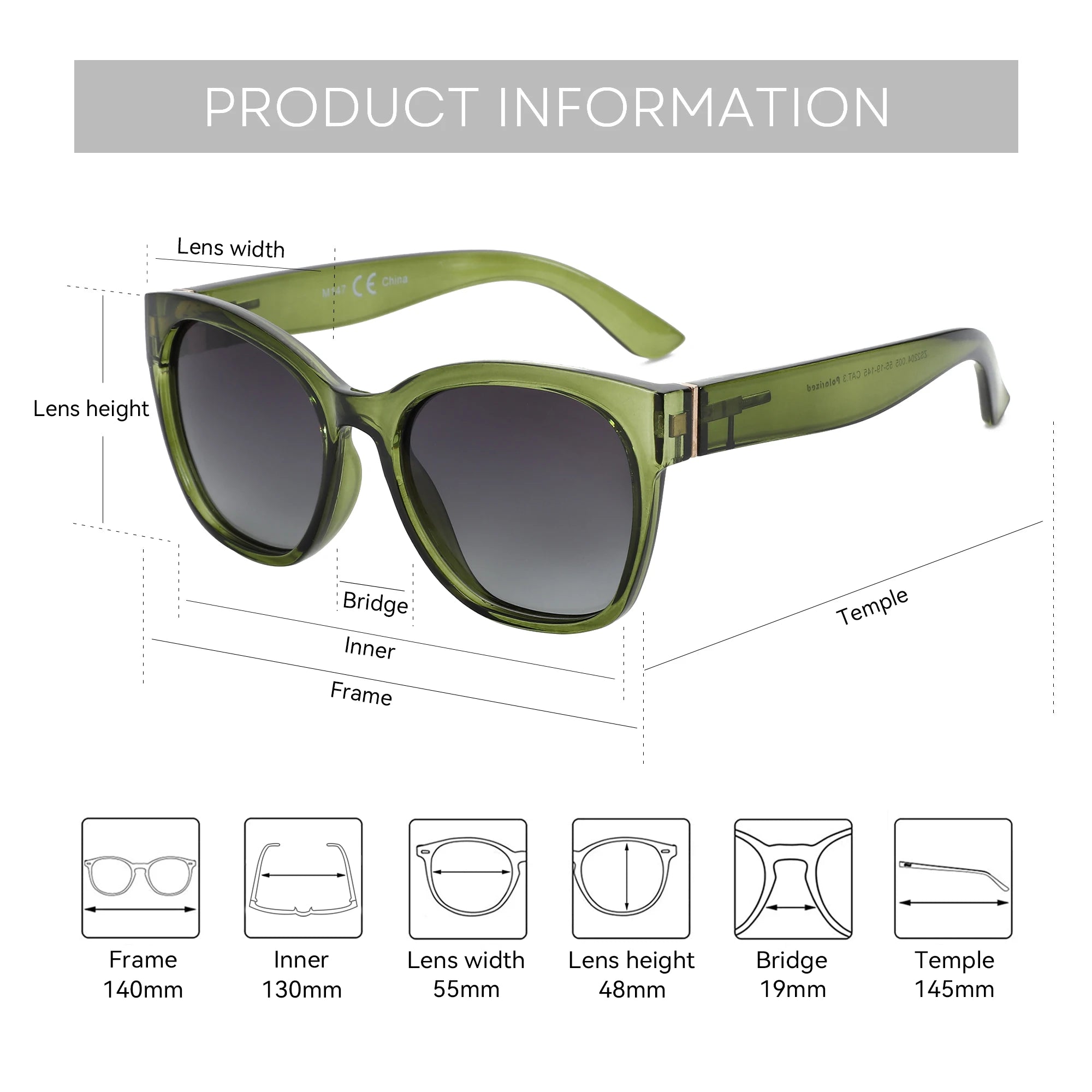 ZENOTTIC Thick Butterfly Polarized Sunglasses - Chunky Cat Eye UV400