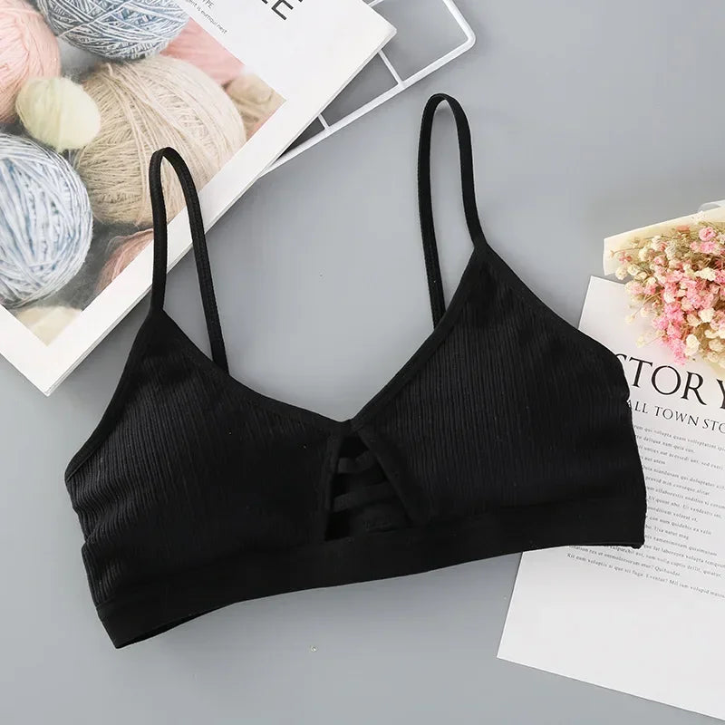 Women Thin Strap Bra - Seamless Hollow Out Wireless Bralette