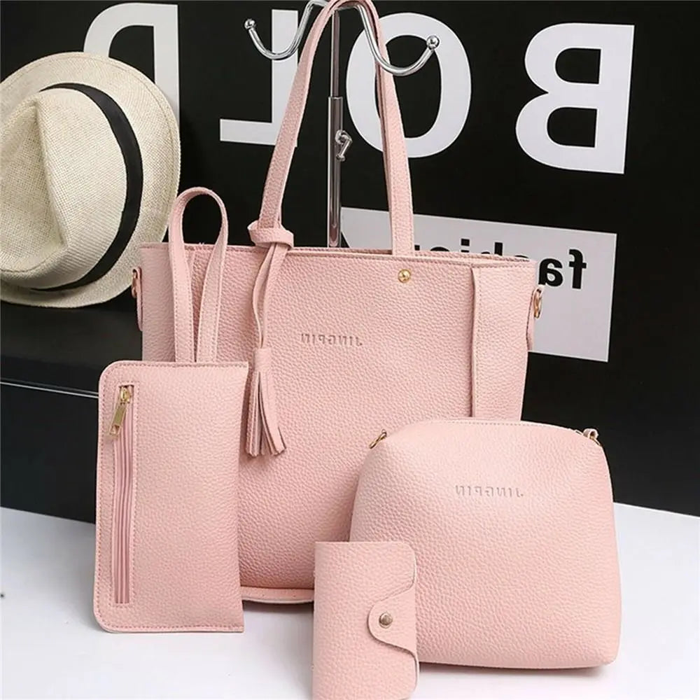 4Pcs/set Leather Crossbody Bags Women Bag Set Pattern Portable Fashion Shoulder Bags Purse Ladies PU Crossbody Bag