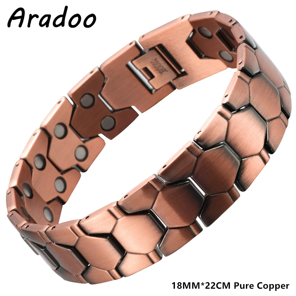 ARADOO Men's Pure Copper Bracelet 3500 Gauss 3X Strongth Magnetic Therapy Link Bracelets