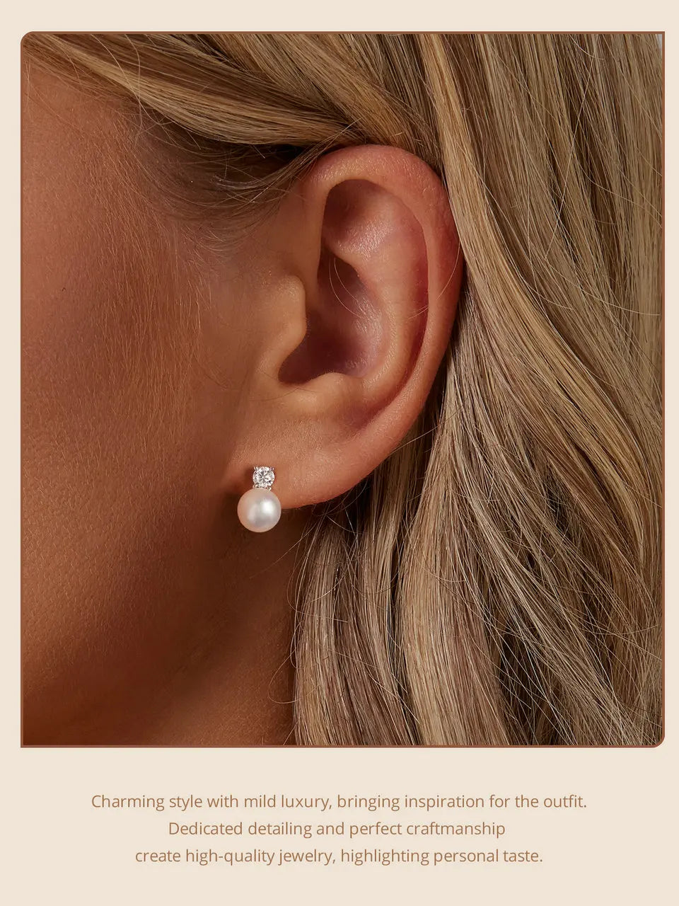 BAMOER Moissanite 925 Sterling Silver Freshwater Pearl Stud Earrings VVS1 Lab Created Diamond Wedding Earrings for Women Gift