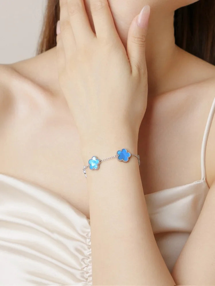 Titanium Steel Five-Leaf Clover Flower Bracelet For Women Adjustable Design Luxury High-End Fashion Fadeless Party Jewelry Gifts