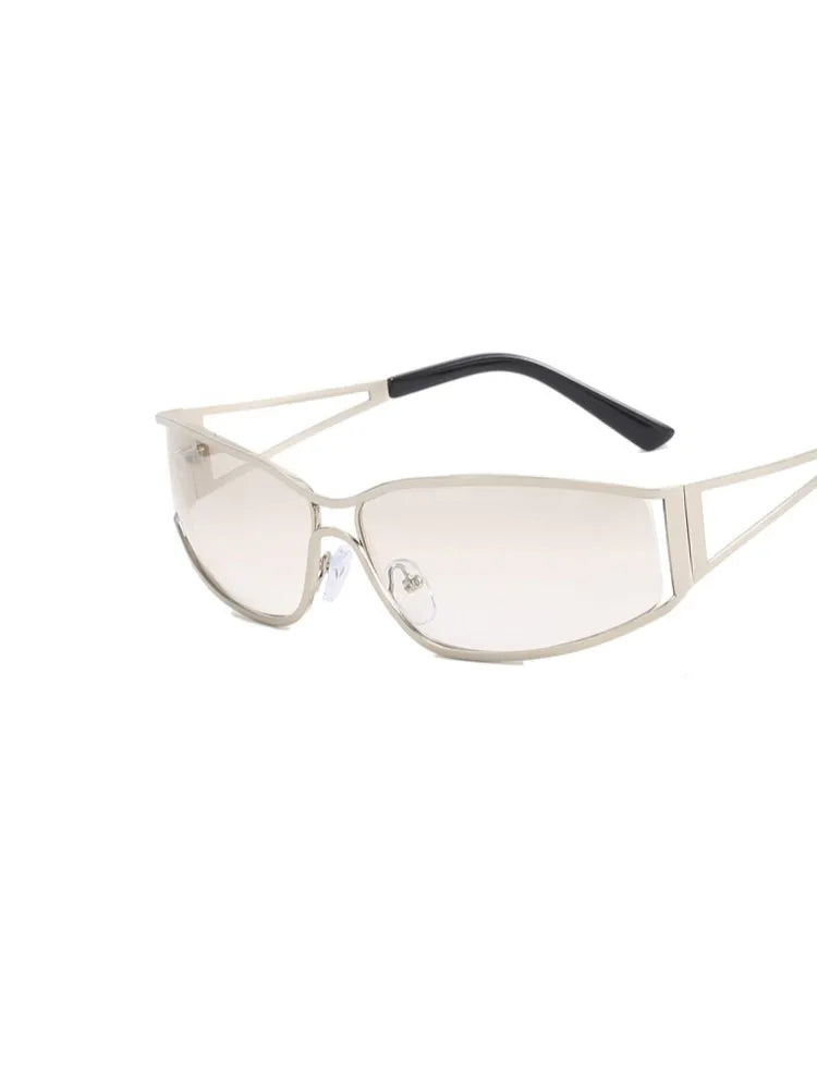 Y2K Oversized Steampunk Sunglasses - Designer Gradient Mirror Eyewear