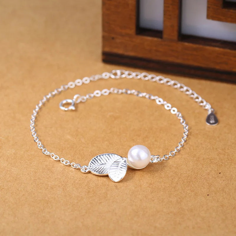 New 925 Silver Geometric Bead Pearl Punk Irregular Asymmetric Adjustable Bracelet For Woman Girl Fashion Jewelry Gift Dropship