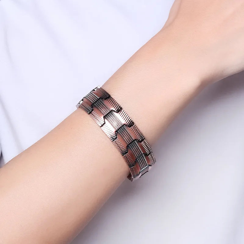 ARADOO Men's Pure Copper Bracelet 3500 Gauss 3X Strongth Magnetic Therapy Link Bracelets