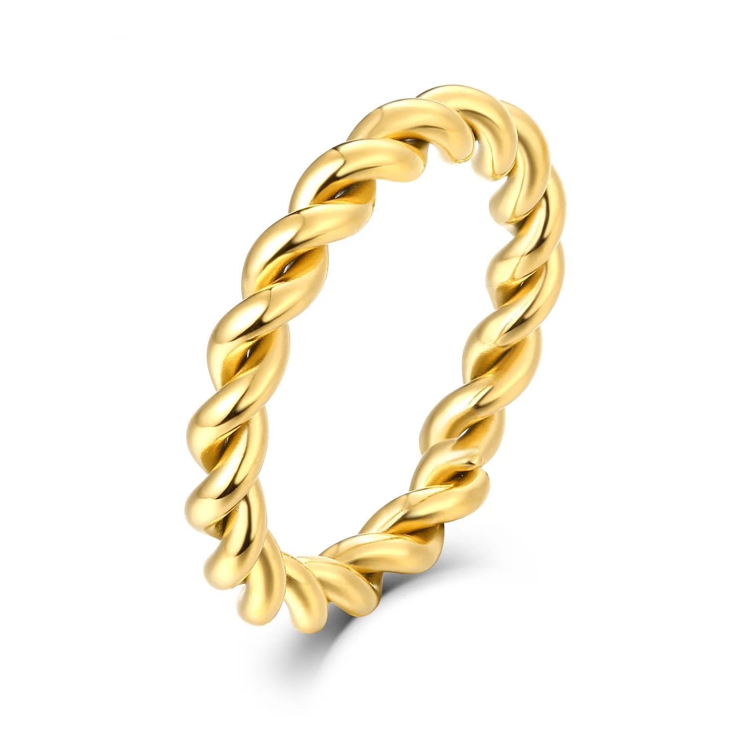 3mm Twisted Stainless Steel Ring - Unisex Wedding Band Sizes 5-12