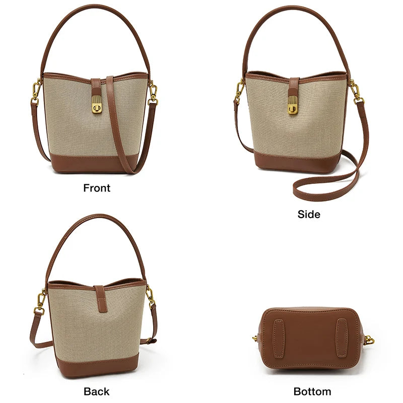 FOXER Women Small Crossbody Bag Lady Fashion Bucket Shoulder Bag 2025 Girl Summer Handbag Purse Special Gift