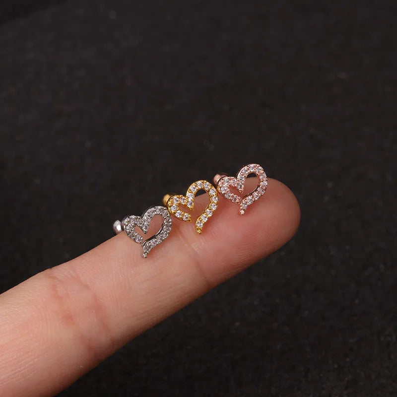 1PC Stainless Steel Gold Color Silver Color Flower CZ Tragus Cartilage Helix Star Ear Stud Piercing Zircon Daith Earring
