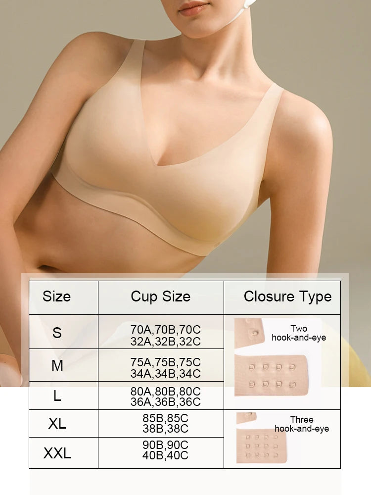 SUJIIN Sexy Push Up Bra - Seamless Wireless V Neck Bralette