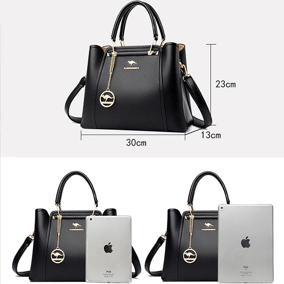 2024 Luxury Designer Handbag - 3 Layer Crossbody Leather Tote
