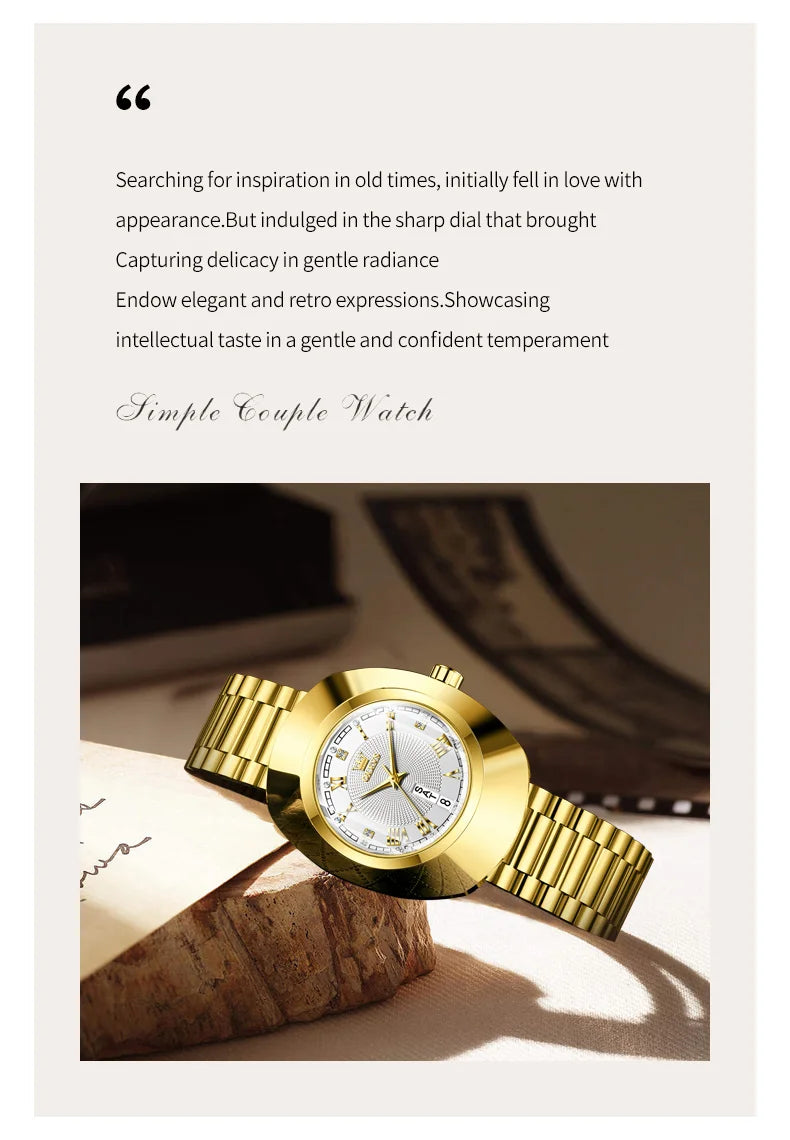 OLEVS Top Luxury Brand Ladies' Watch Elegant Fashion Gold Stainless Steel Women's Watches Calendar Waterproof Quartz Wristwatch