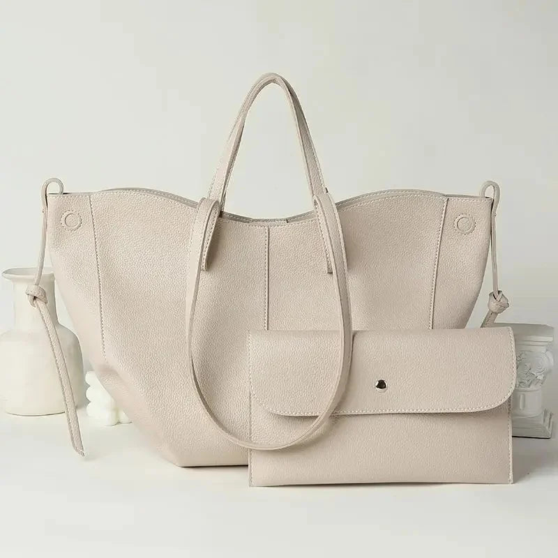 Fashionable Large Capacity Tote Bag Handbag Women's Single Shoulder Bag Brown New Arrival 2025 from France High Aesthetic Value