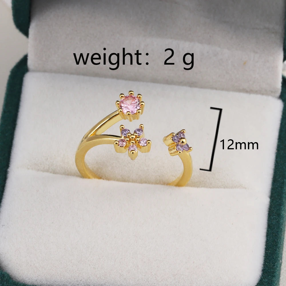 Fashion Moon Heart Flower Butterfly Rings For Women Sweet Girls Exquisite Shiny Rhinestone Crystal Open Ring 2025 Romantic Jewel