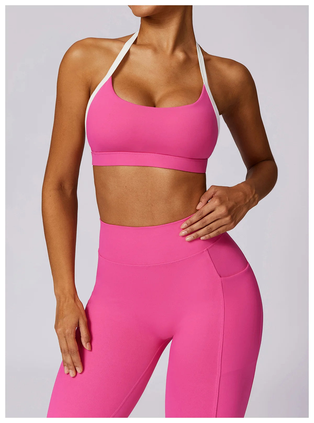 2Pcs Gym Set Women Workout Backless Yoga Suit Women Quick Dry Running Legging Fitness Bra Short-sleeved Shirt Sports Suit Female