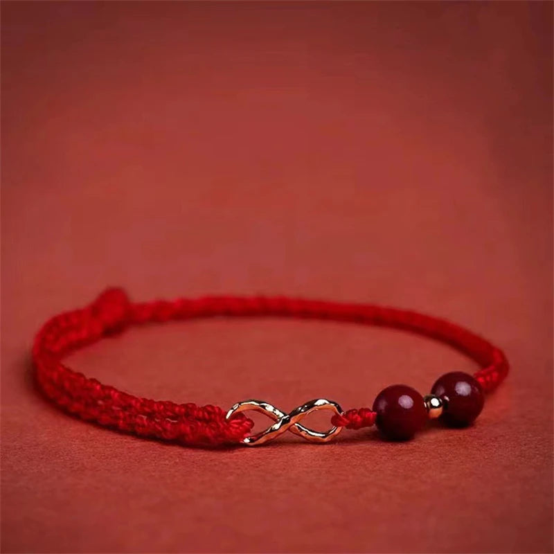 Lucky Red Thread Bracelet Men Women Tibetan Buddhist Lotus Infinity Cinnabar Beads Handmade Braided Rope Bracelets Party Jewelry