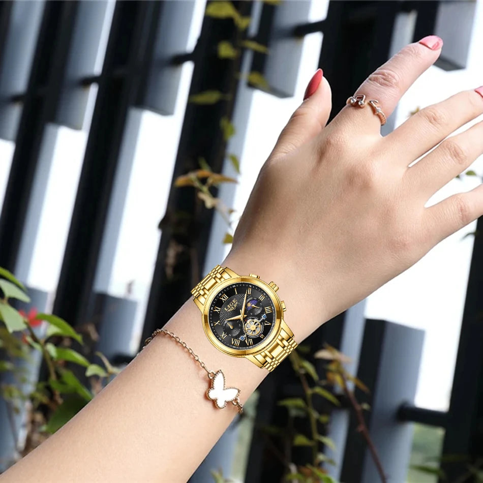 2024 LIGE Top Luxury Women Watch Creative Steel Women's Bracelet Wrist Watches Ladies Fashion Waterproof Female Relogio Feminino