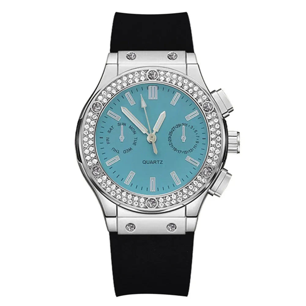 Fashion 2025 Rubber Women Watches Luxurious Brand Casual Diamond Female Quartz Wristwatches Simple Sport Clock Relogio Feminino