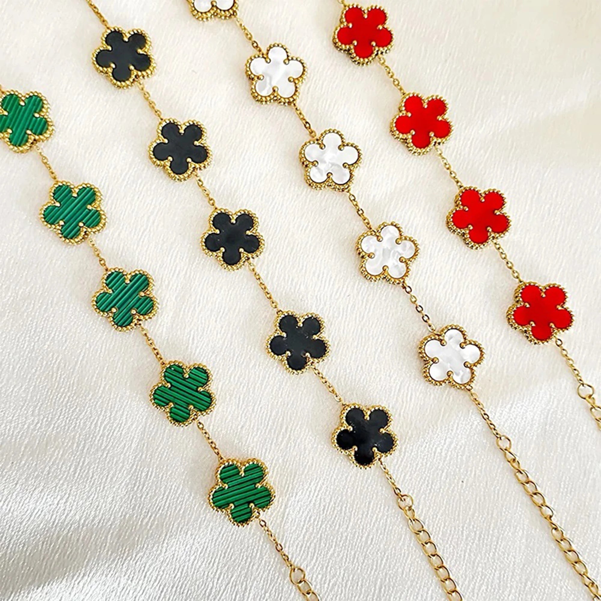 Hot Sale Stainless Steel Plum Blossom Gold Plated Bracelet High Quality Five Leaf Flower Jewelry Simple For Woman Gift Clover