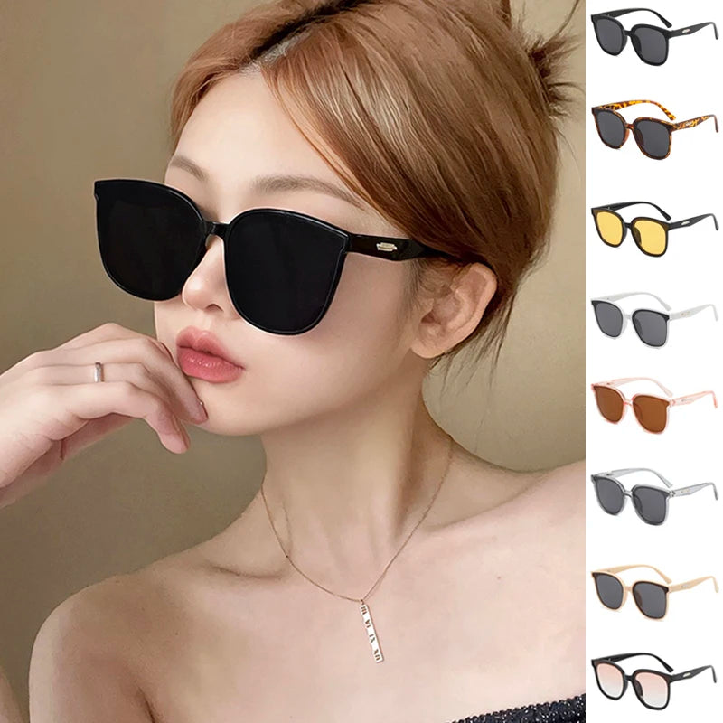Large Frame Black Face Trimming Sunglasses - Outdoor Travel UV400