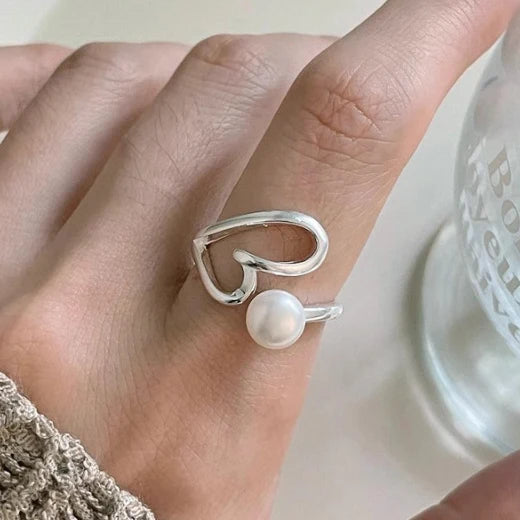 VENTFILLE 925 Sterling Silver Open Pearl Smile Stackable Finger Ring Simple Fashion Cute Adjustable For Female Jewelry Wholesale
