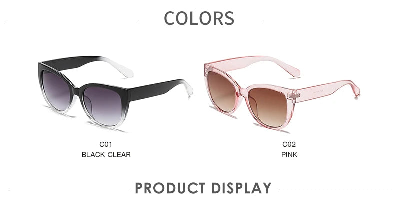 Retro Fashion Cat Eye Sunglasses - Simple Wide Leg Gradient UV400