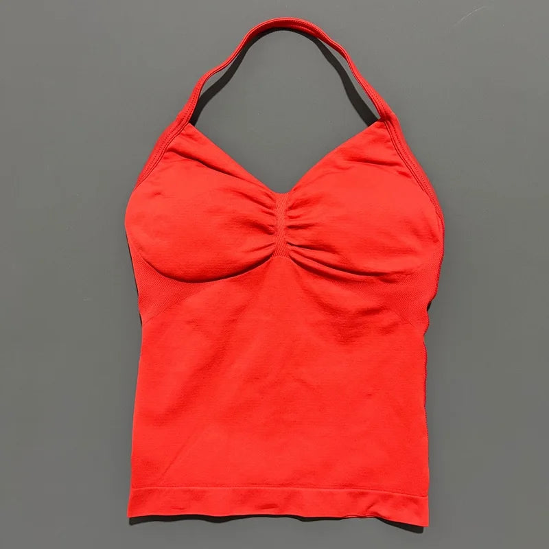 HISTELLO Impact Sports Bra - Longline Strappy Yoga Tank Top