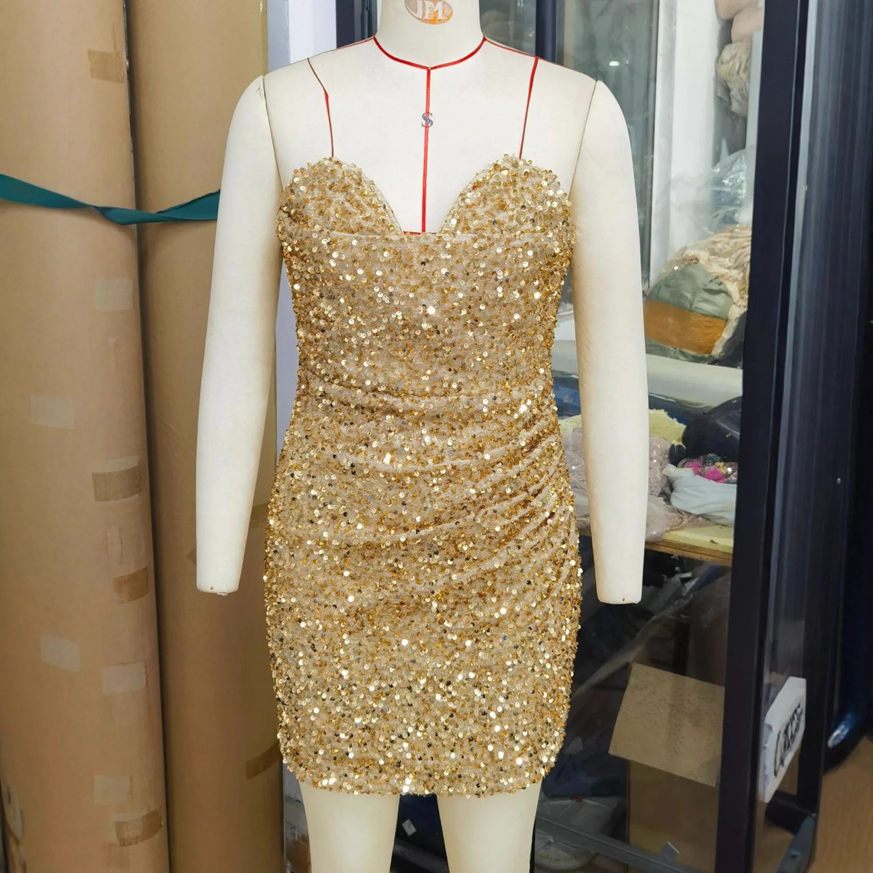 Womens Strapless Sexy Dresses Fold Sequins Mini summer Evening Dresses 2025 Woman Clothes Elegant Party Dresses Vestidos XSY237
