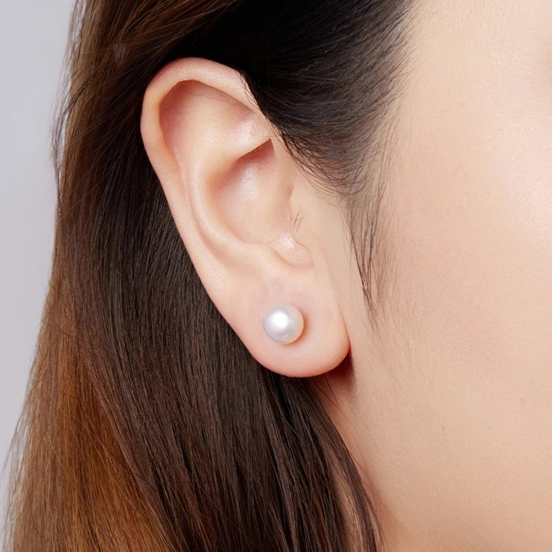 BAMOER 925 Sterling Silver AAA+ Quality Handpicked Freshwater Cultured Pearl Stud Earrings for Women Hypoallergenic Jewelry Gift