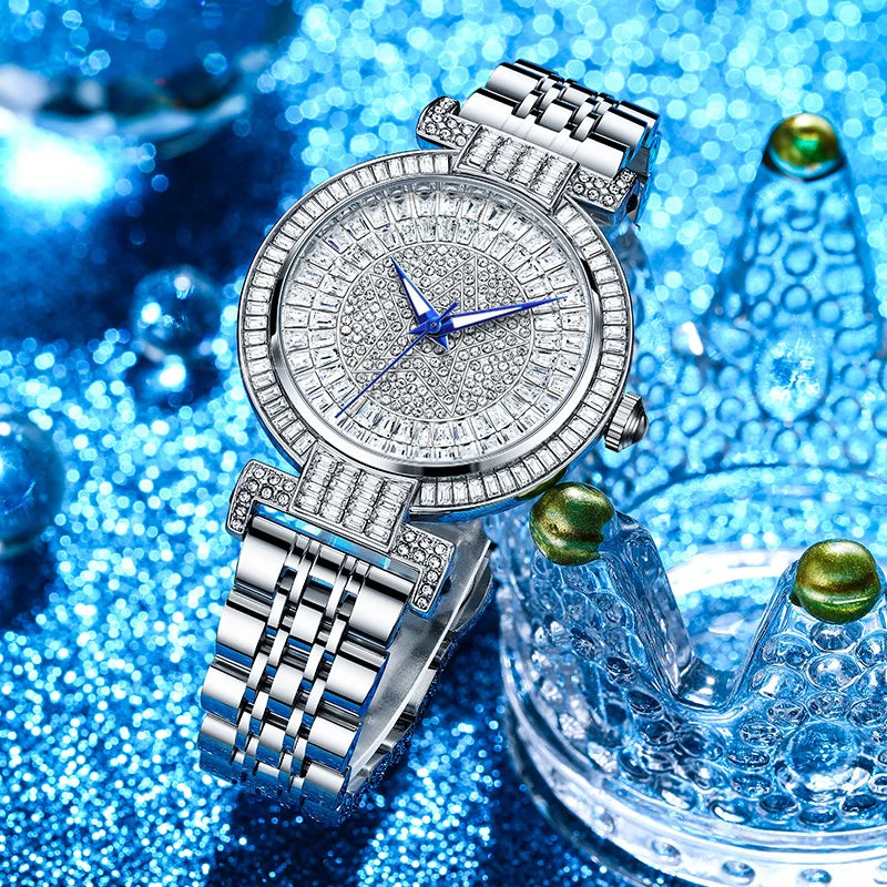 ROMITIME Luxury Diamond Dial Watch - Elegant Waterproof Stainless Steel