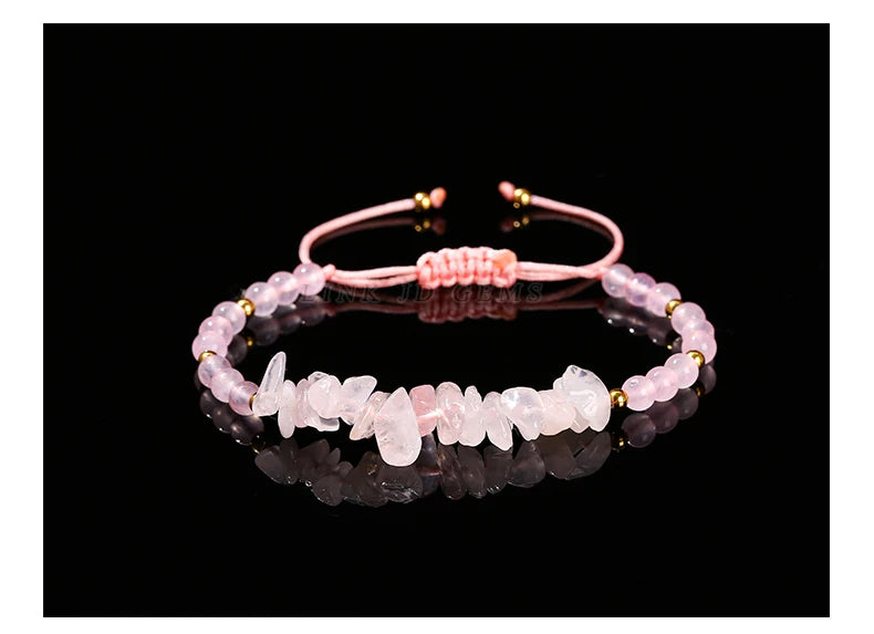 Change Better Natural Stone Amethyst Gravel Chip Bead Adjustable Braided Bracelet Women Men Small Round Bead Strand Healing Gift