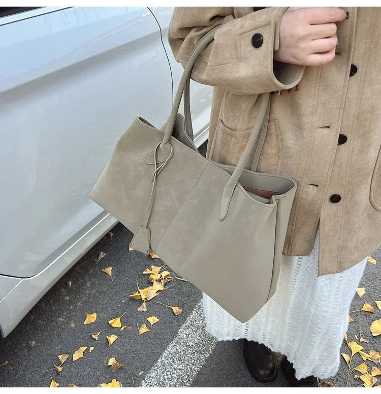 Faux Suede Solid Color High Quality Fashionable Versatile Handbag 2025 Women's Product Hot Selling  Large Capacity Shoulder Bag