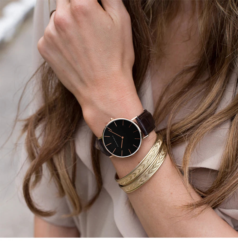 Hannah Martin Hot Fashion Simple Japan Quartz Movement Watch Leather Strap Clock Women Analog Waterproof Wrist watch Reloj Mujer