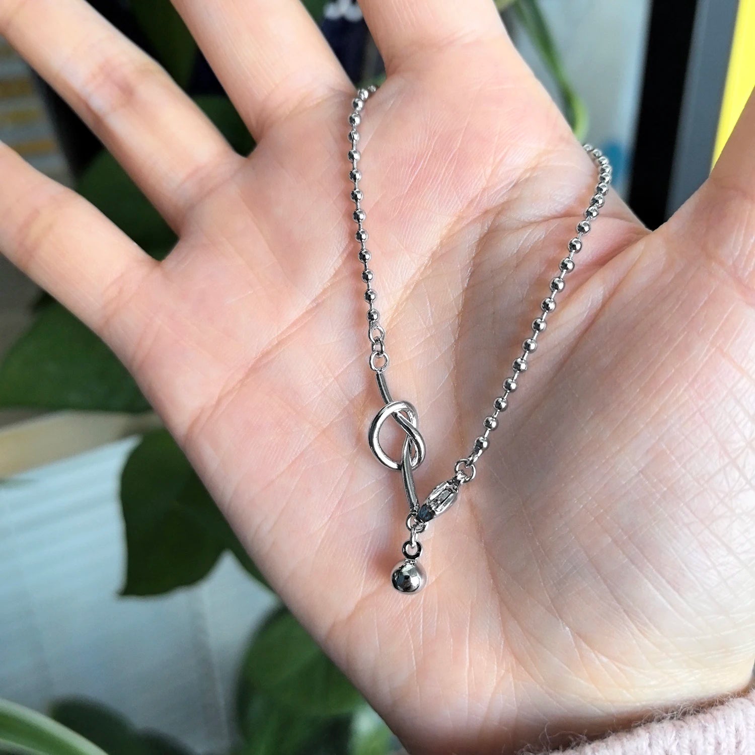 New 925 Silver Geometric Bead Punk Peace of Mind Words Irregular String Bracelet For Woman Girl Fashion Jewelry Gift Dropship