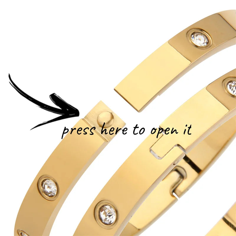 Stainless Steel Bangles - Rhinestone Designer Fashion Jewelry Women