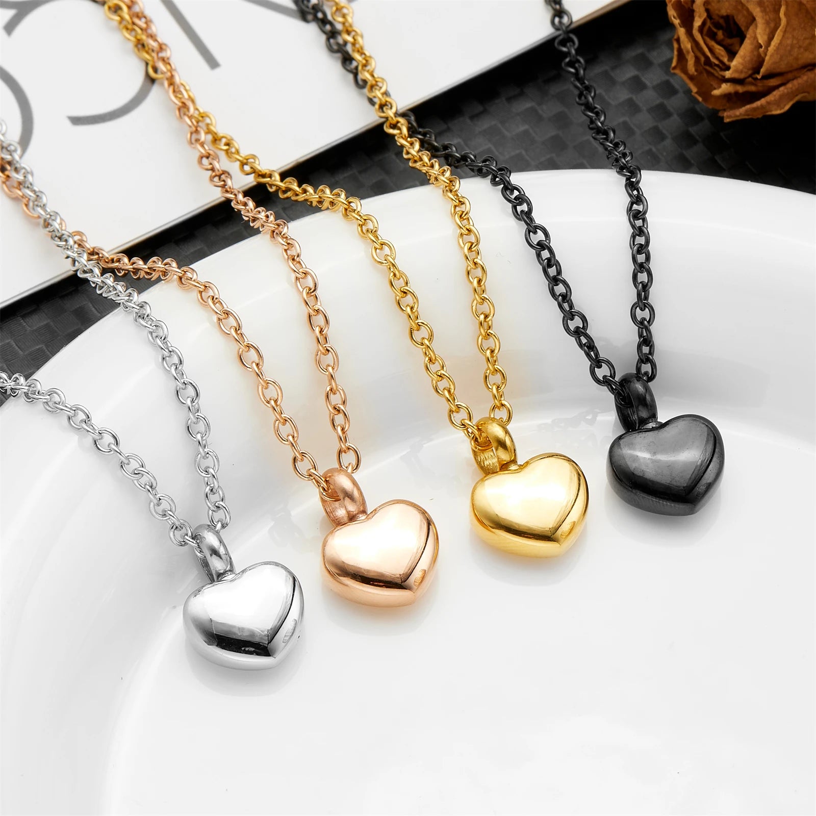 Delicate Heart Memorial Urn Pendant - Stainless Steel Cremation Jewelry for Human Ashes, Eternal Keepsake Necklace for Loved One