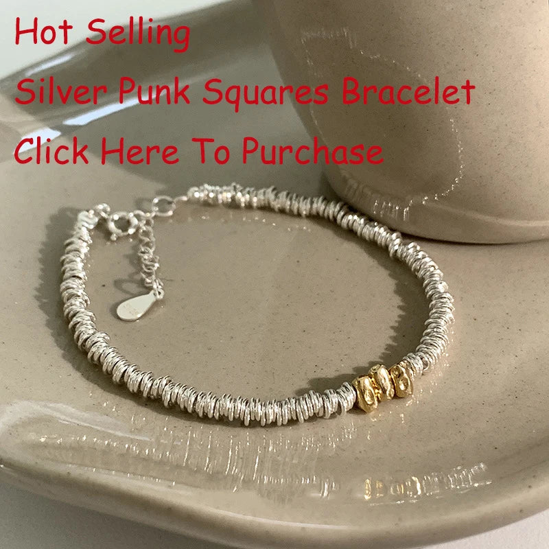 New 925 Silver Geometric Bead Punk Peace of Mind Words Irregular String Bracelet For Woman Girl Fashion Jewelry Gift Dropship