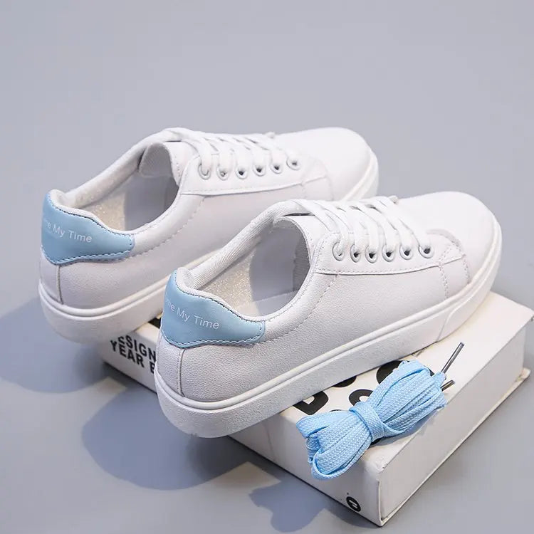 Women's Vulcanize PU Leather Platform Sneakers - Classic White Shoes