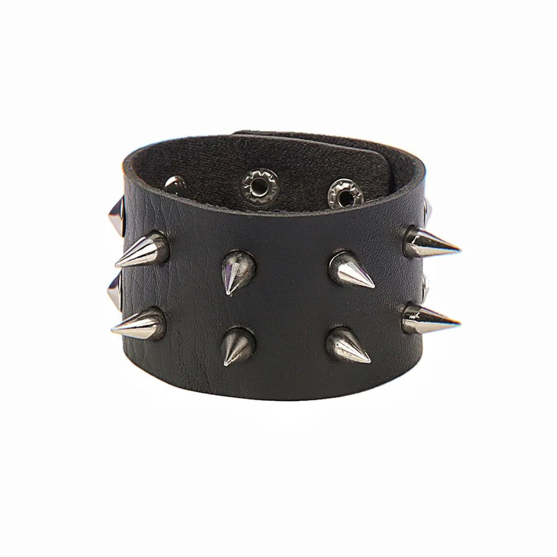 Punk Bracelets PU Leather Studded Bracelet Adjustable Goth Cuff Bracelet Gothic Rivet Buckle Wristband for Men Women Emo Jewelry