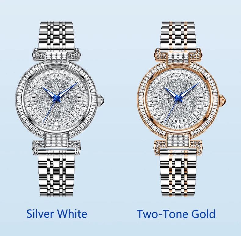 ROMITIME Luxury Diamond Dial Watch - Elegant Waterproof Stainless Steel
