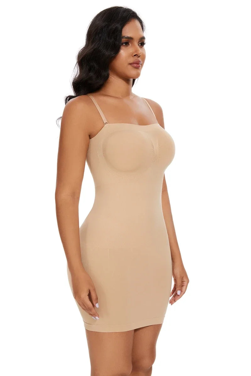 Full Slip Shapewear - Off Shoulder Strapless Body Shaper Dress