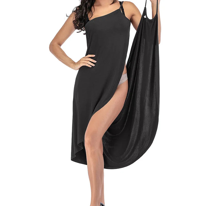 NSANGU Summer Beach Sexy Women Solid Color Wrap Dress Sun Protection Bikini Cover Up Sarongs Female Bathing Suit Swimwears