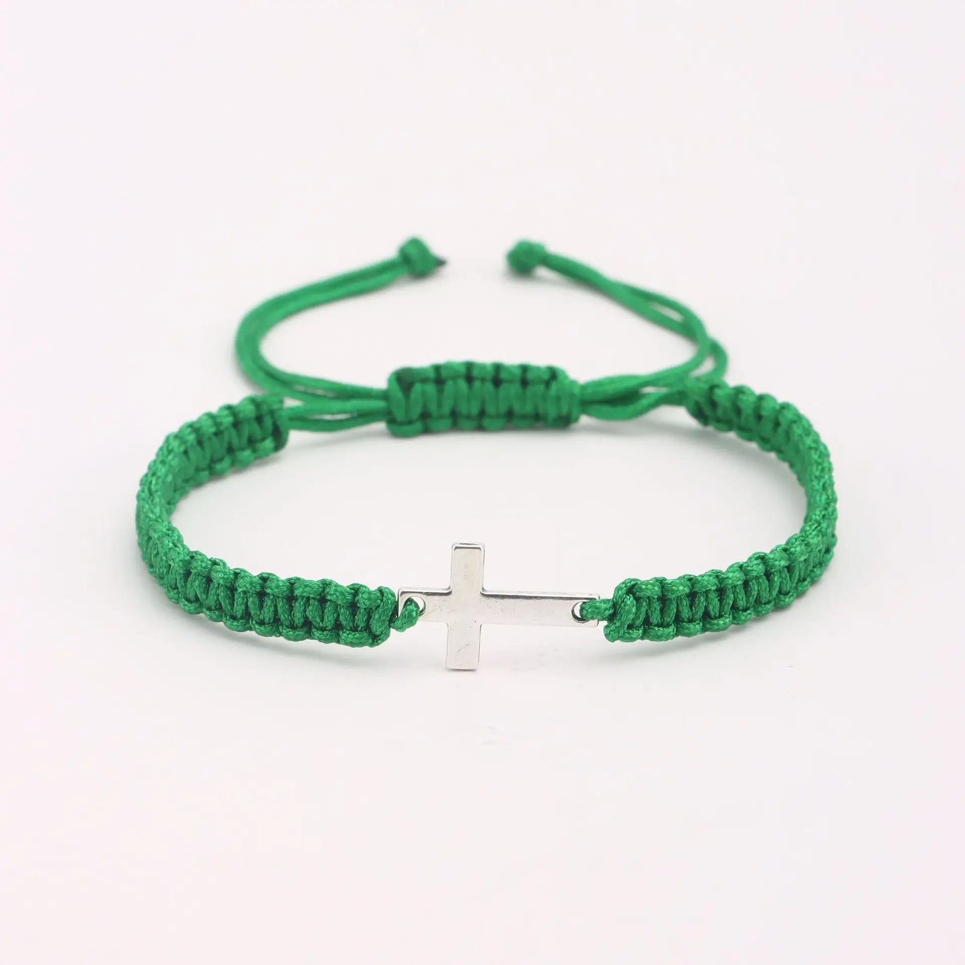 UILZ Creative Personality Stainless Steel Cross Hand-woven Adjustable Colored String Couple Versatile Bracelet